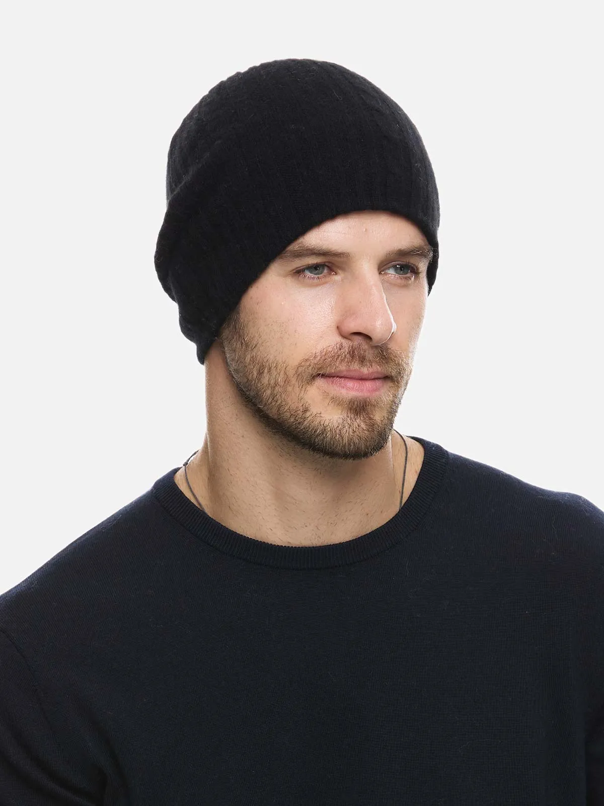 4-Way Cashmere Beanie - Black/Gray