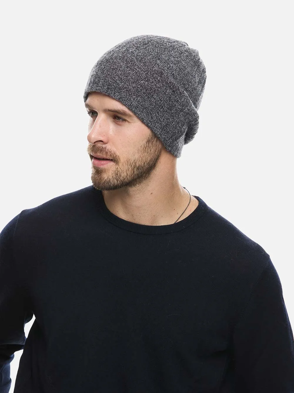 4-Way Cashmere Beanie - Gray/Orange