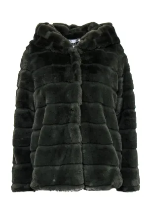 Apparis - Green Faux Fur Coat w/ Hood Sz M