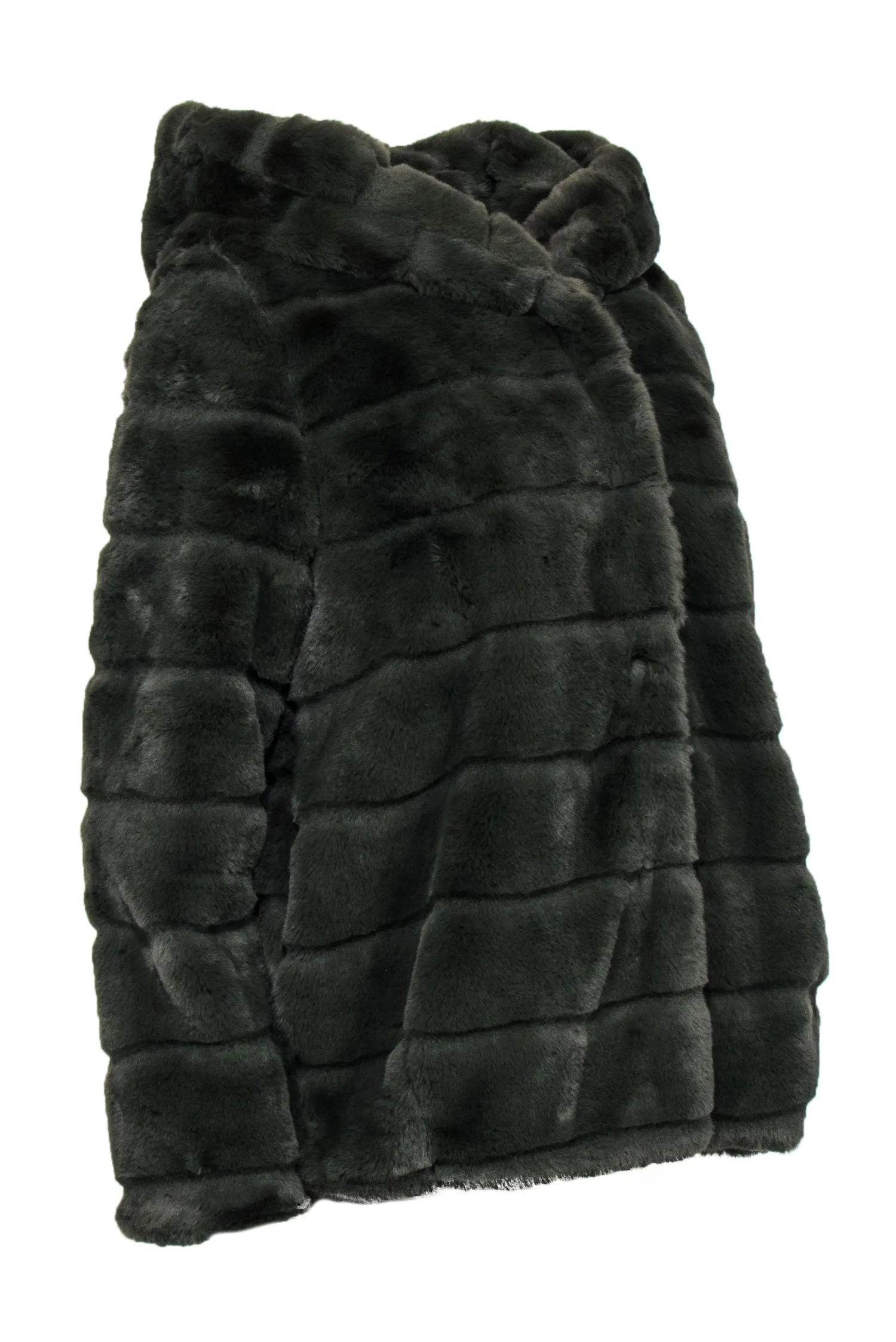 Apparis - Green Faux Fur Coat w/ Hood Sz M