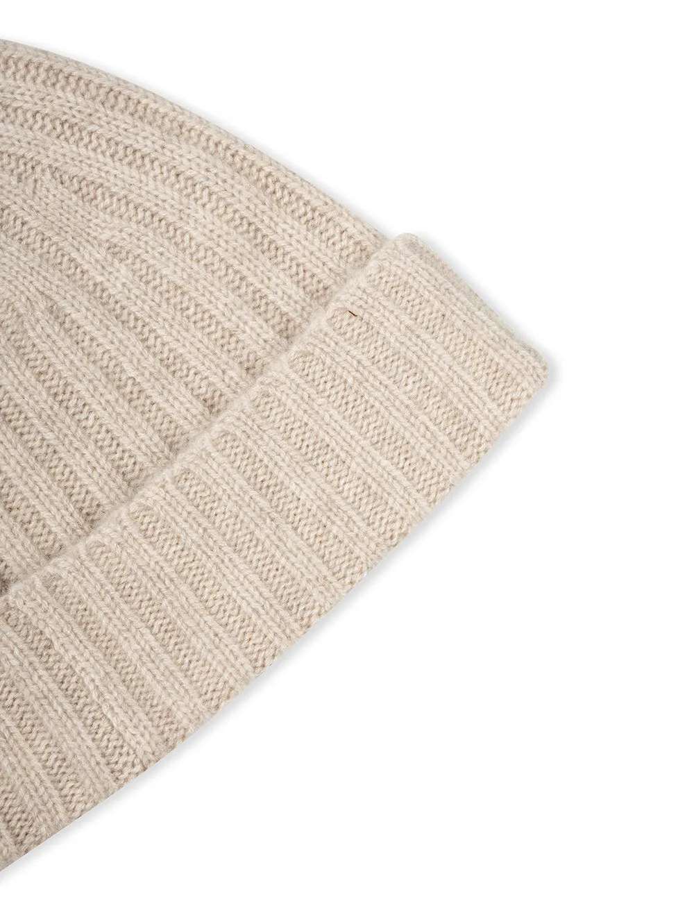 Beige Ribbed Cashmere Hat