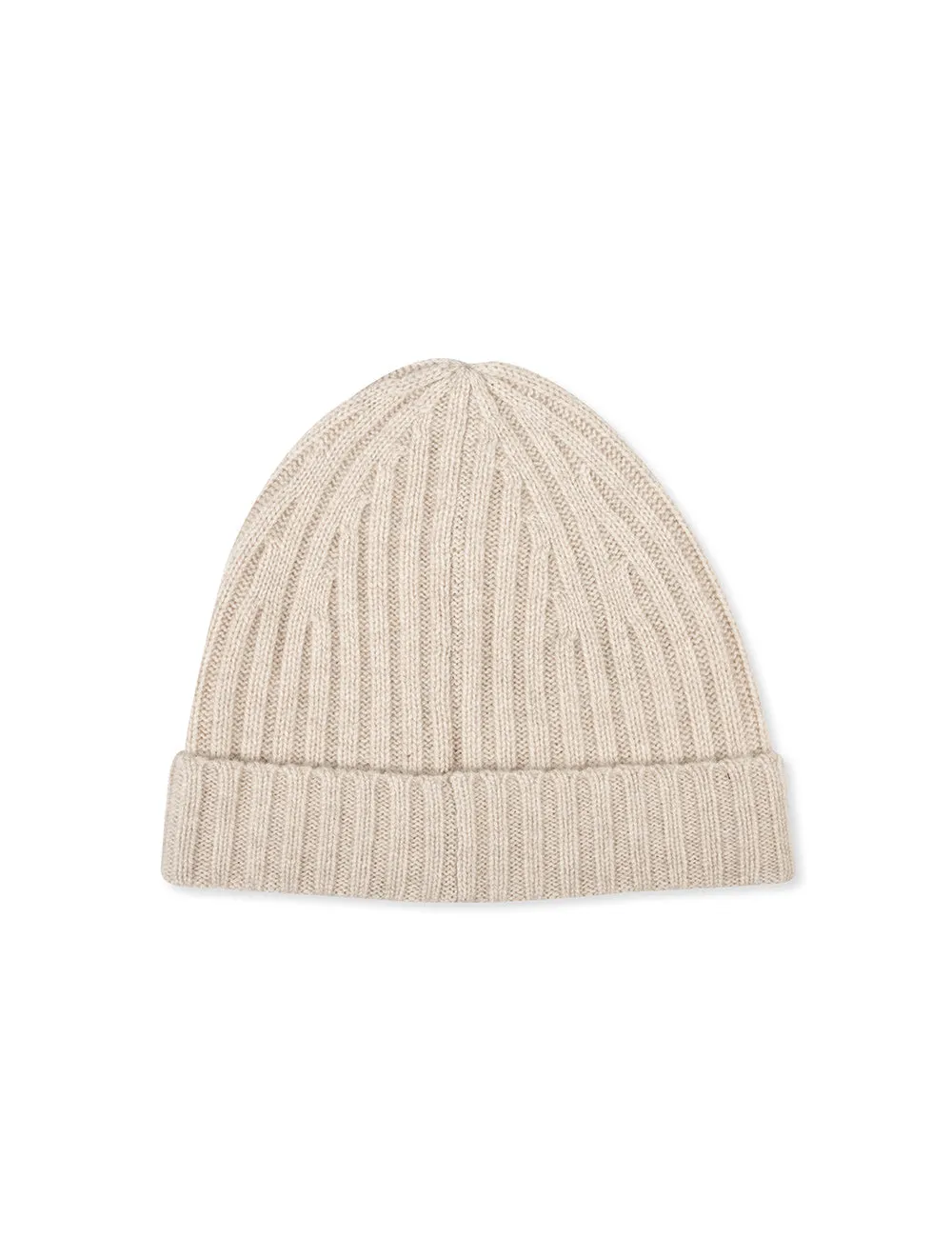 Beige Ribbed Cashmere Hat