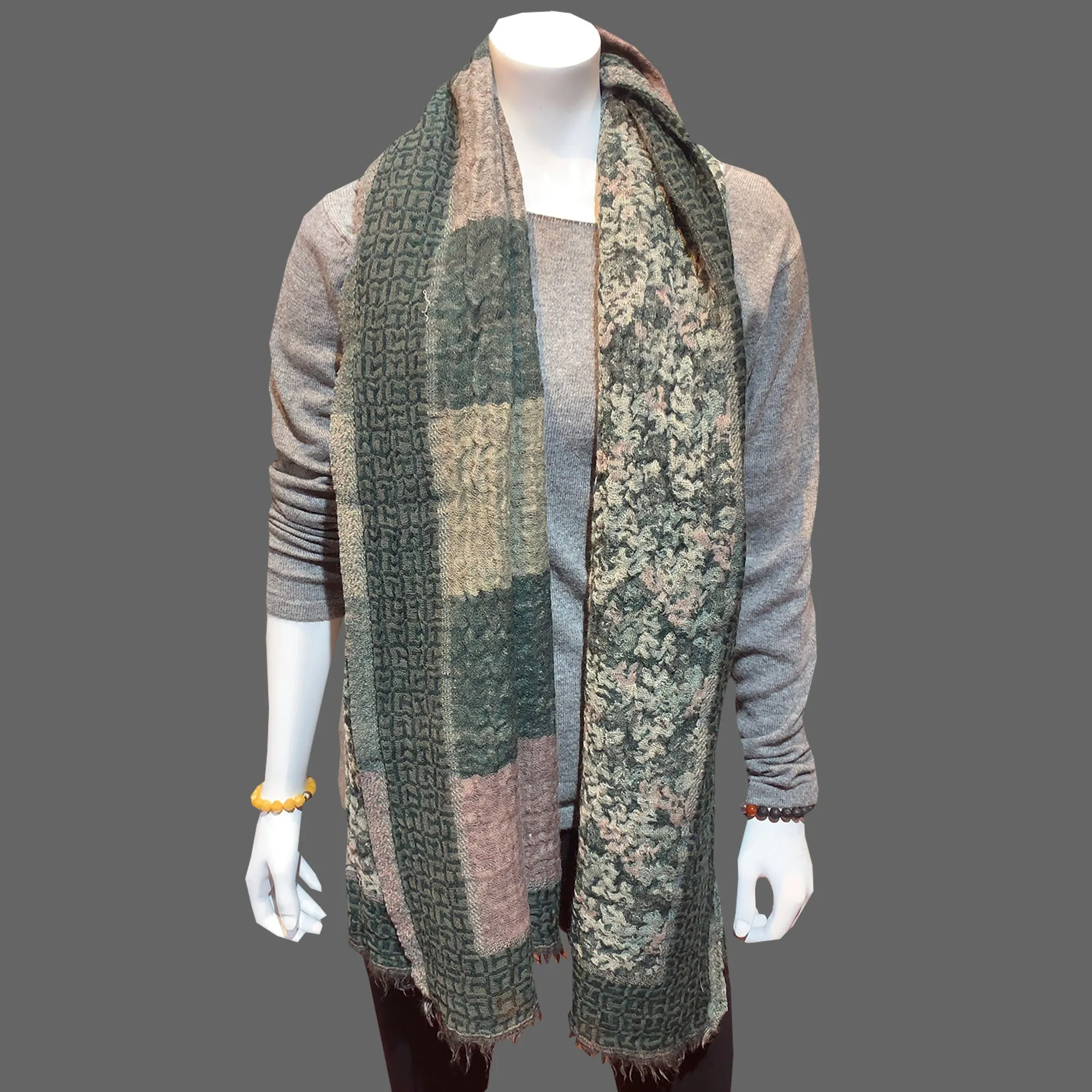 boiled wool shawls, dark green