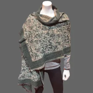 boiled wool shawls, dark green