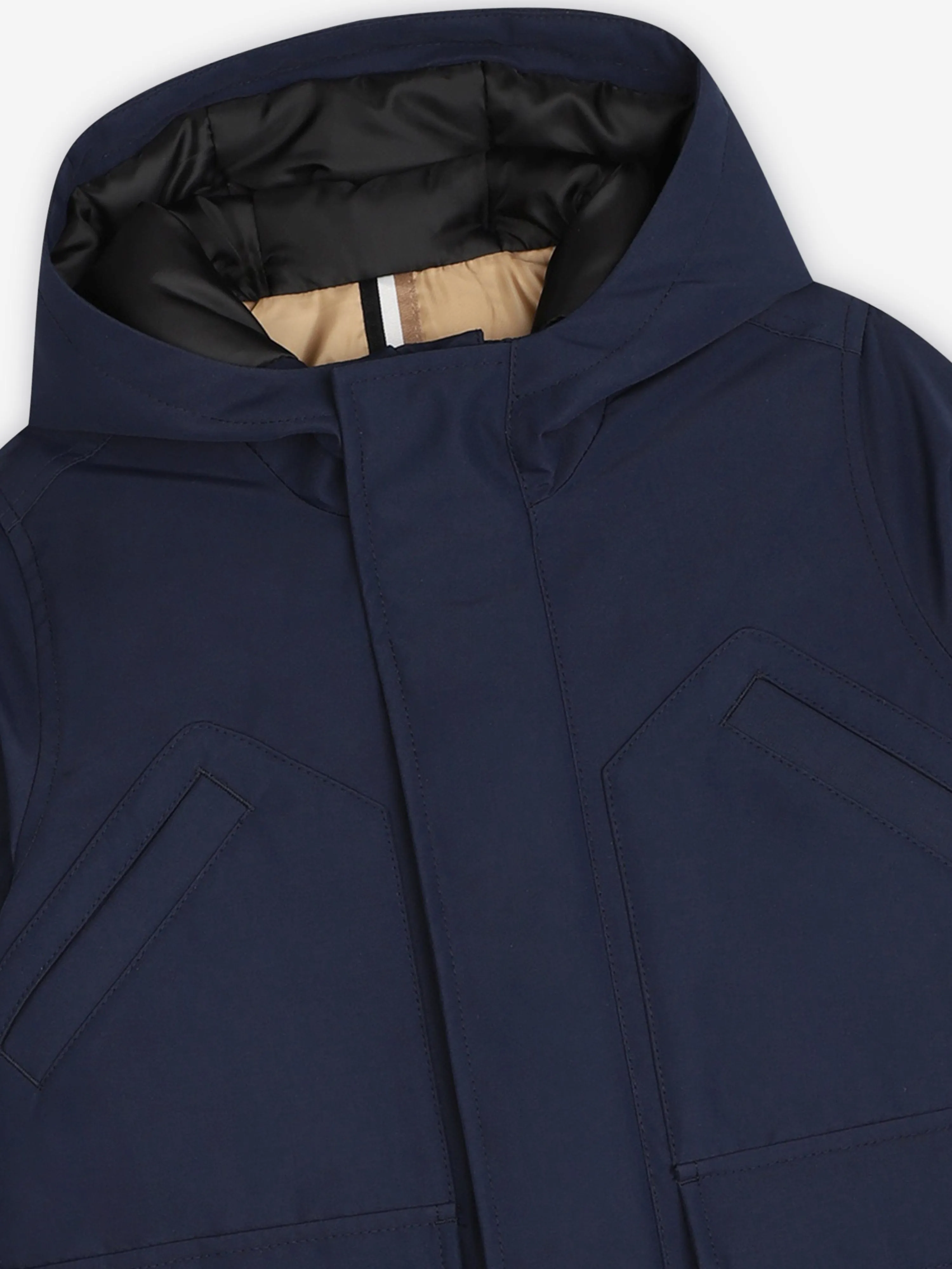 BOSS Boys Hooded Parka in Navy