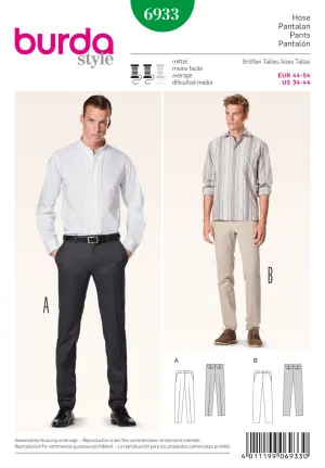 Burda 6933 Men's Fitted Trousers Sewing Pattern