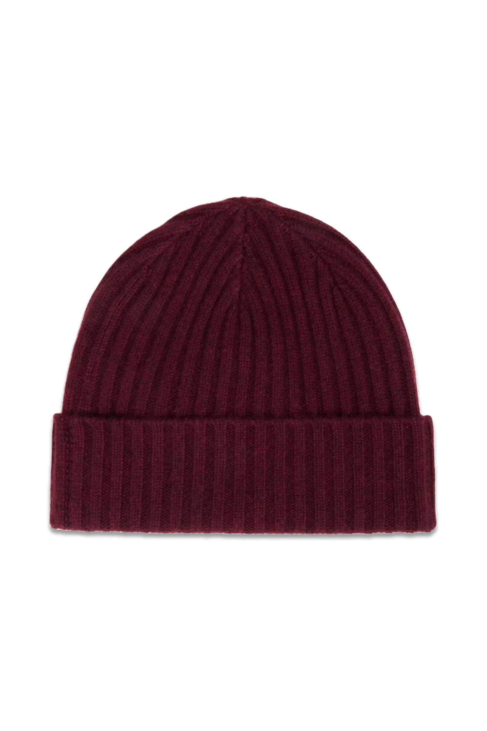 Burgundy Ribbed Cashmere Beanie