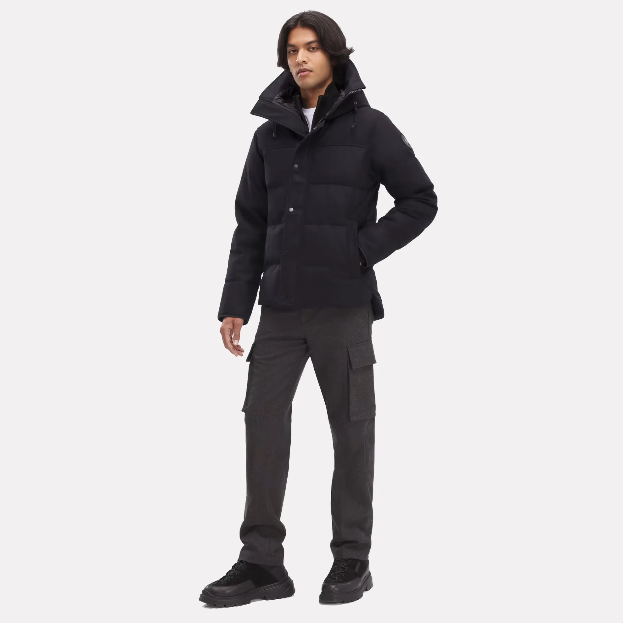 Canada Goose™ Men's Black Disc MacMillan Parka in Italian Wool / Atlantic Navy Melange