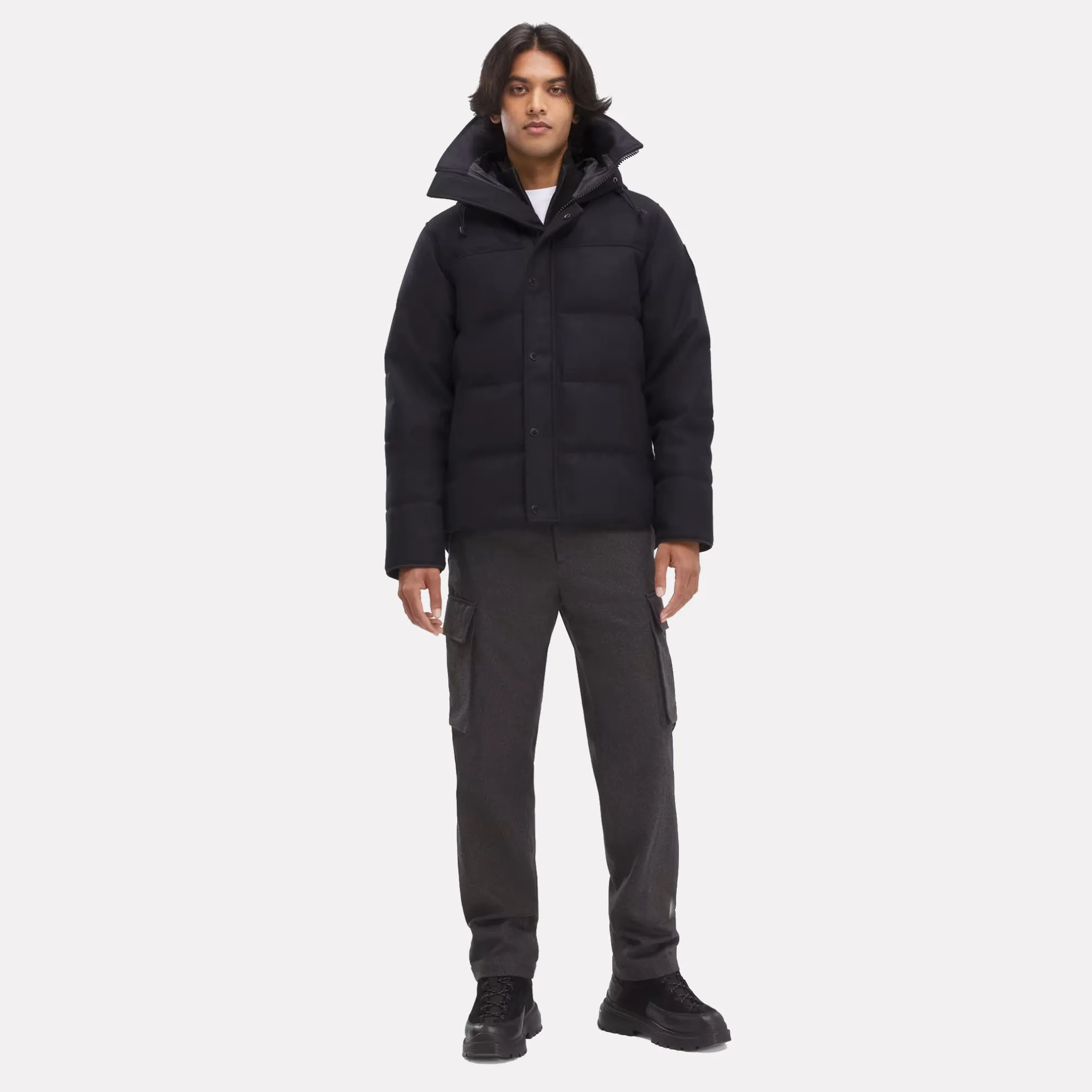 Canada Goose™ Men's Black Disc MacMillan Parka in Italian Wool / Atlantic Navy Melange