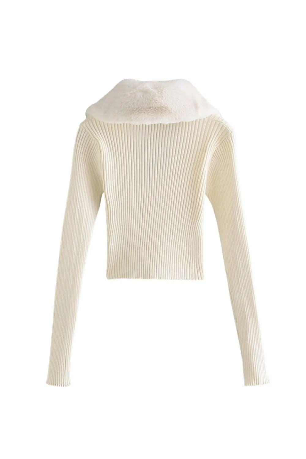 'Carson' Slim-Fit Faux Fur Collar Open-Front Knit Sweater