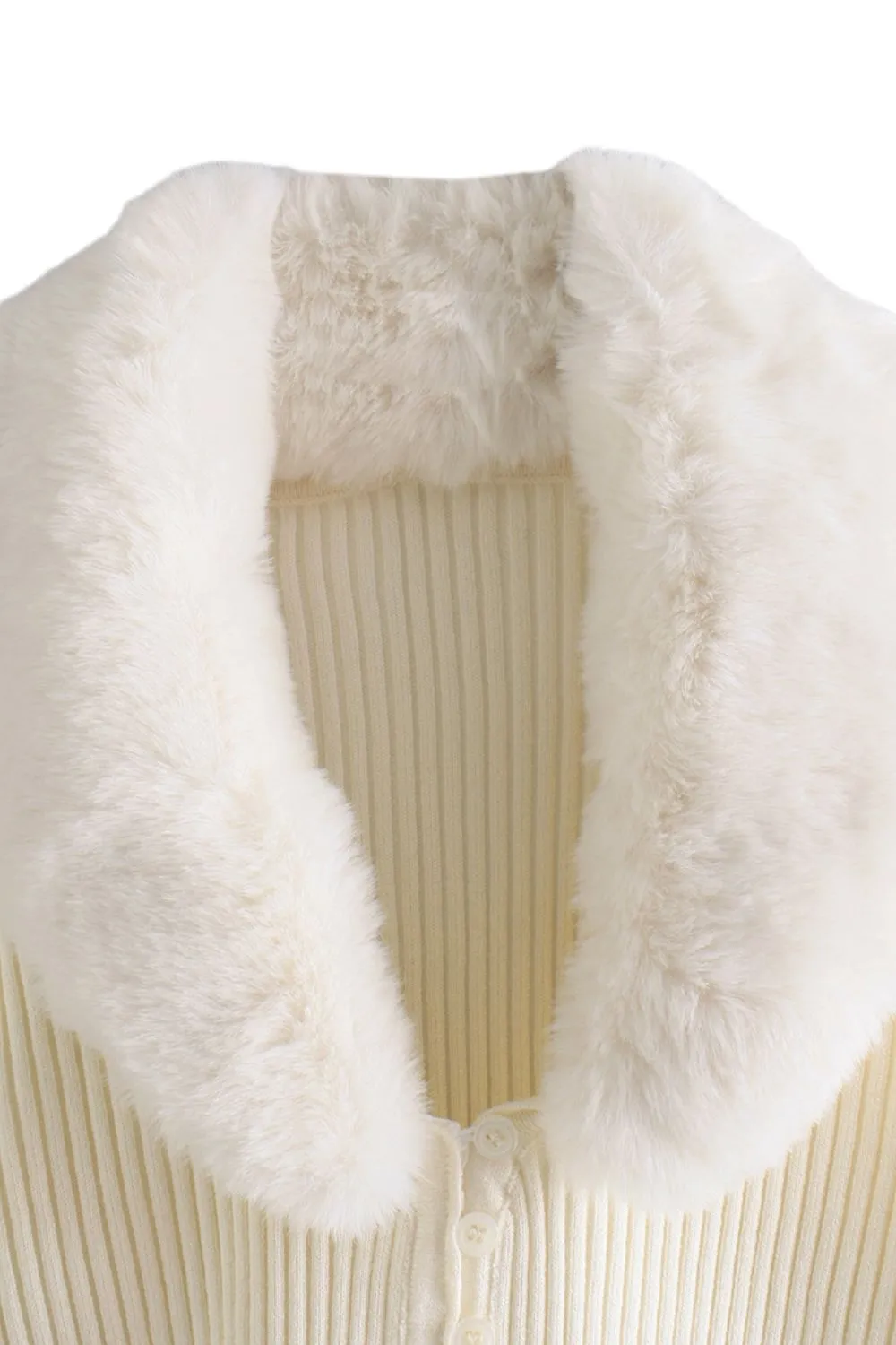 'Carson' Slim-Fit Faux Fur Collar Open-Front Knit Sweater