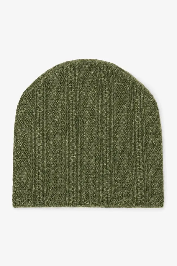 Circle Cable Beanie - Cashmere :: Olive