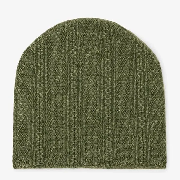 Circle Cable Beanie - Cashmere :: Olive