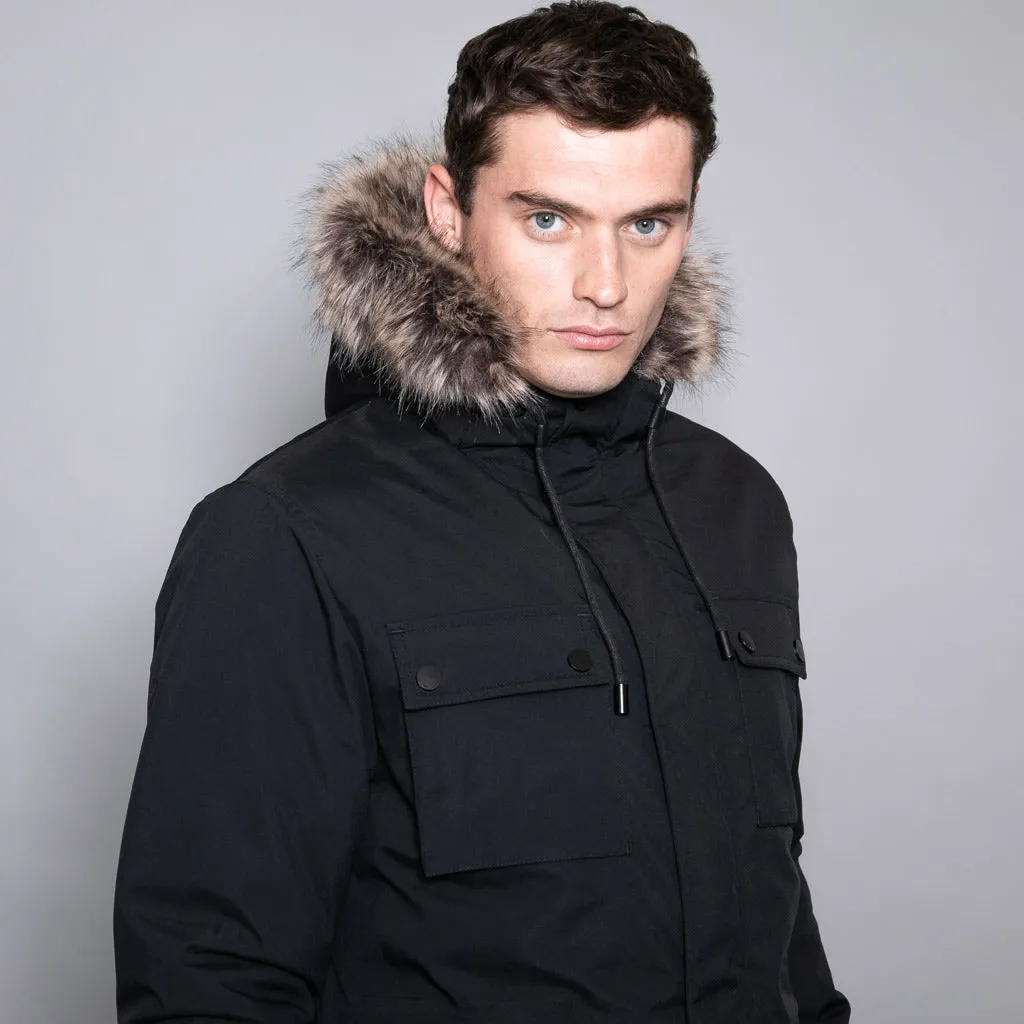 Damon Hooded Parka Jacket In Black