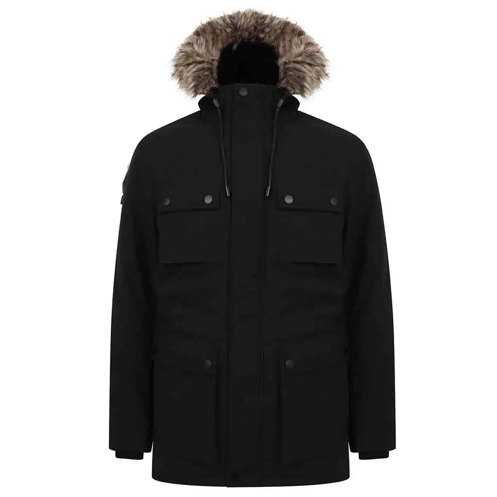 Damon Hooded Parka Jacket In Black