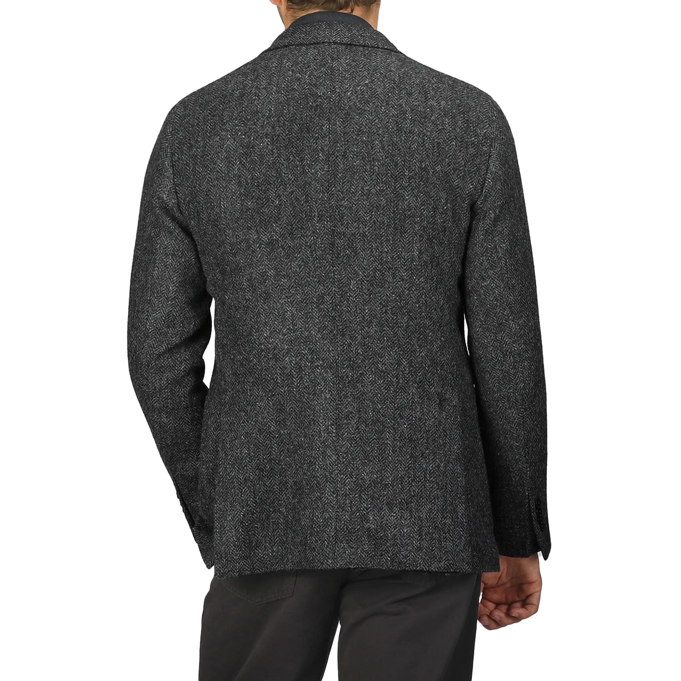 Dark Grey Herringbone Wool Tweed K Jacket