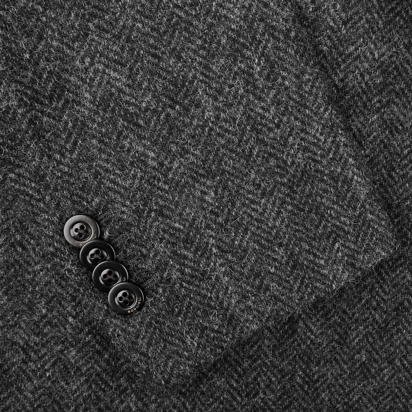 Dark Grey Herringbone Wool Tweed K Jacket