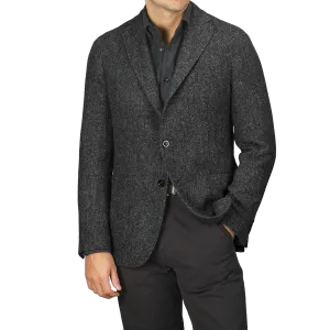 Dark Grey Herringbone Wool Tweed K Jacket