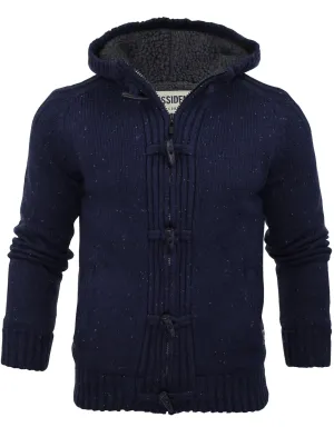 Dissident Hopkins Sherpa Lined Knitted Cardigan in navy