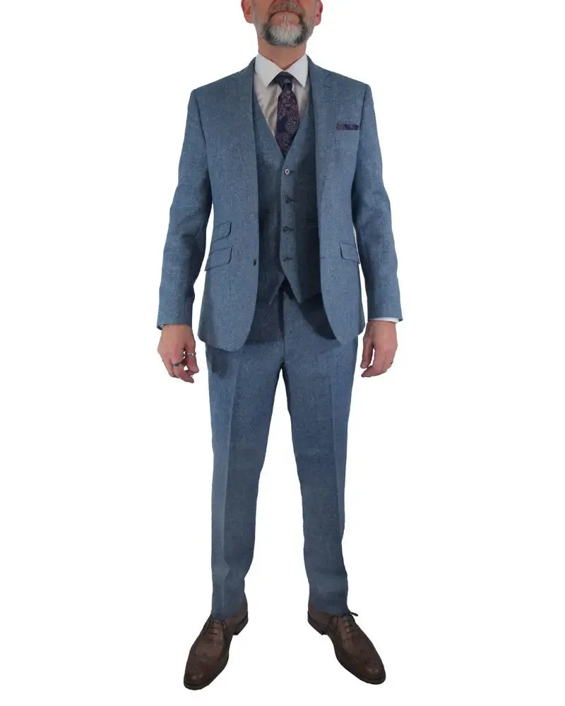 Donegal Tweed Suit Trouser - Light Blue