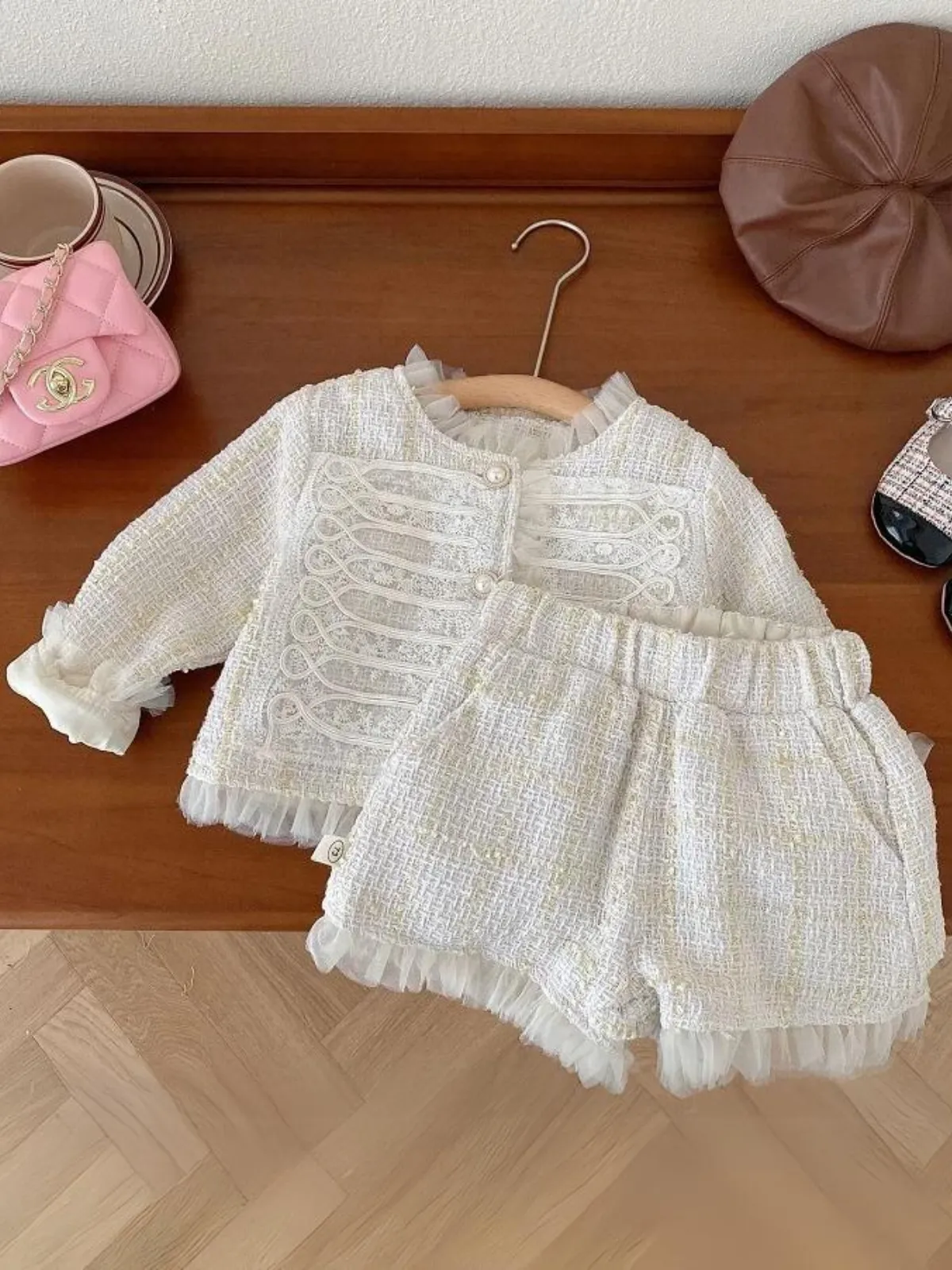 Elegant Tweed Jacket and Shorts Set - Chic and Cozy