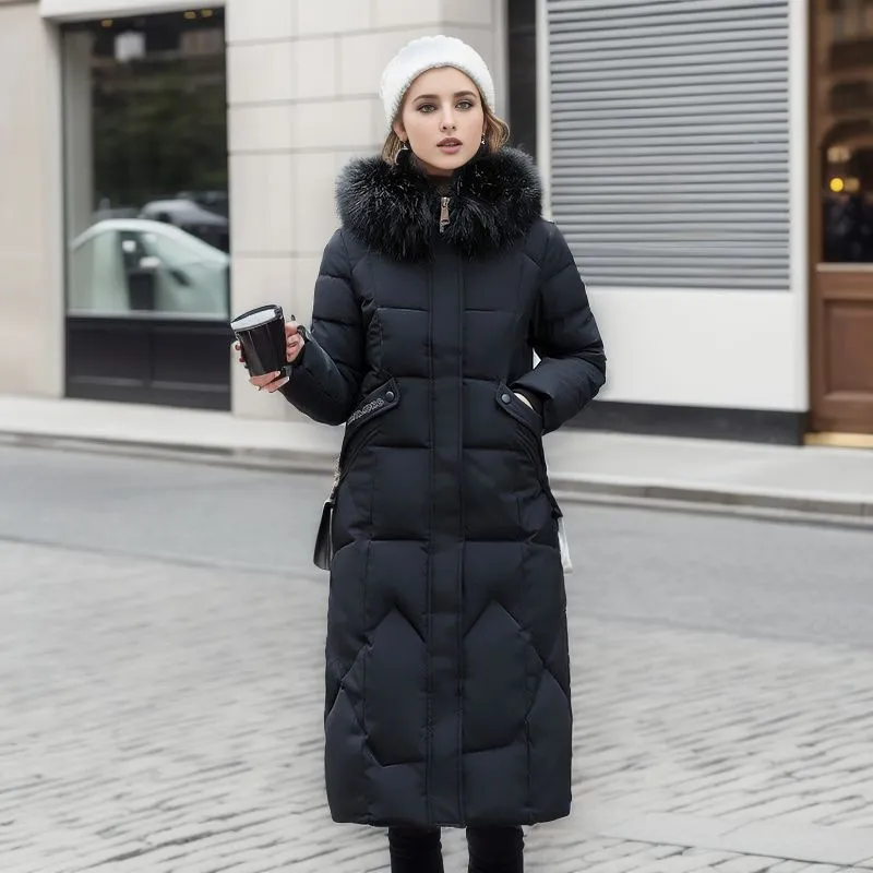 Faux Fur Hooded Long Puffer Coat