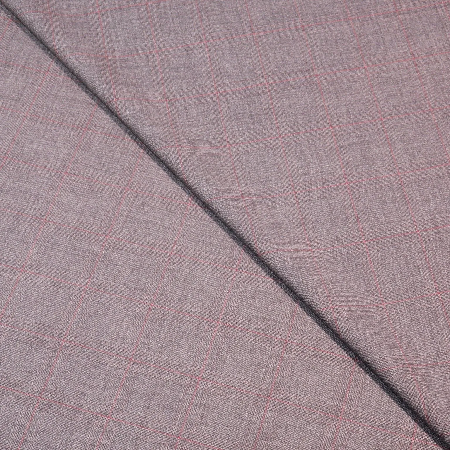 Grey with a Smooth Plaid Pattern Target Luxury Super 130's Wool Holland & Sherry Fabric