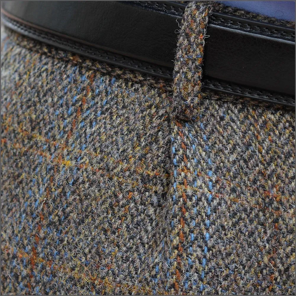 Harris Tweed Brown, Blue Herringbone Trousers--