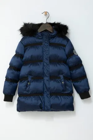 IKKS Navy Puffy Girls Coat