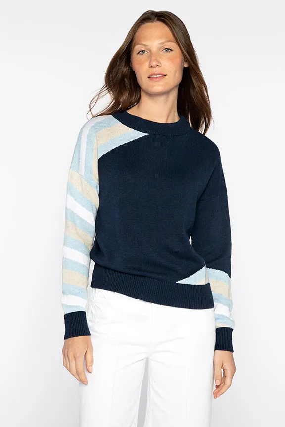 Intarsia Stripe Crew Pullover