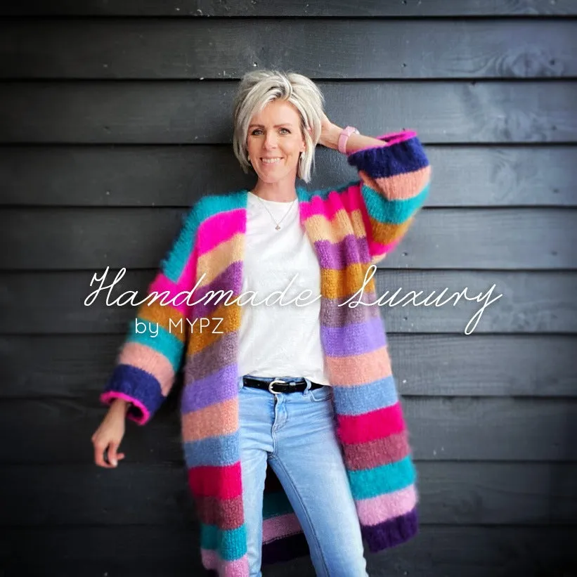 Knitting Kit – MYPZ Half Long Striped Mohair Cardigan River No.6 (ENG-NL)