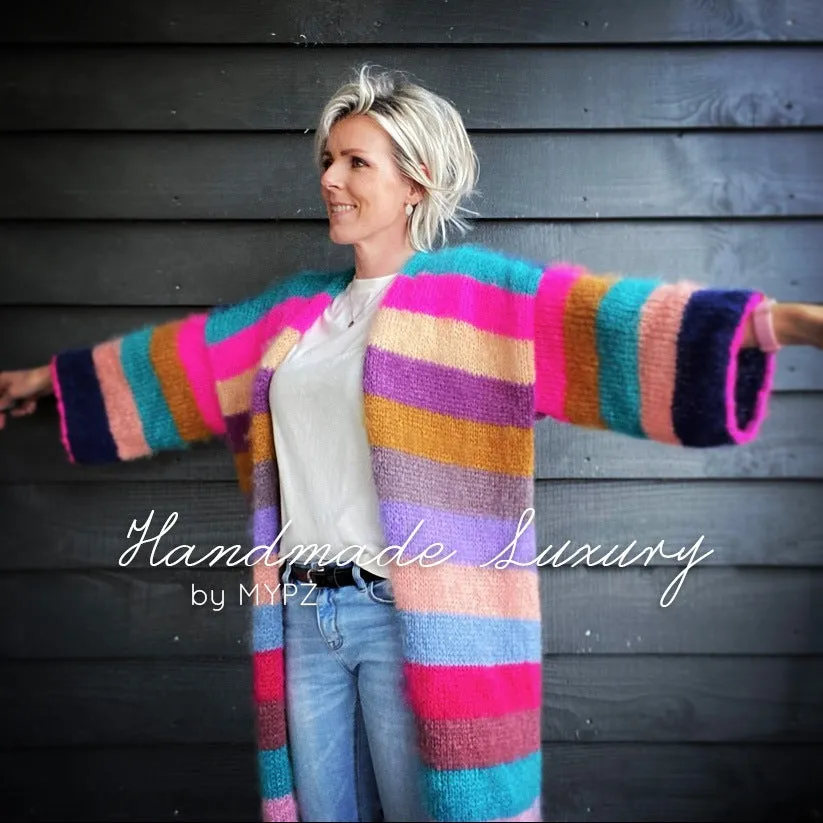 Knitting Kit – MYPZ Half Long Striped Mohair Cardigan River No.6 (ENG-NL)