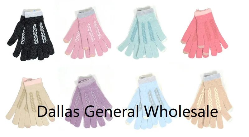 Ladies Cute Knitted Touch Gloves Wholesale