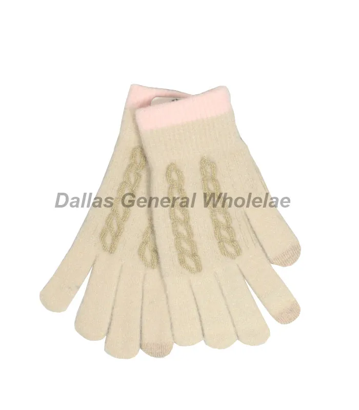 Ladies Cute Knitted Touch Gloves Wholesale