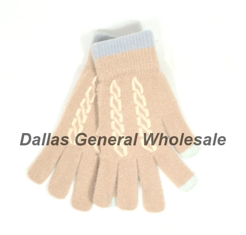 Ladies Cute Knitted Touch Gloves Wholesale