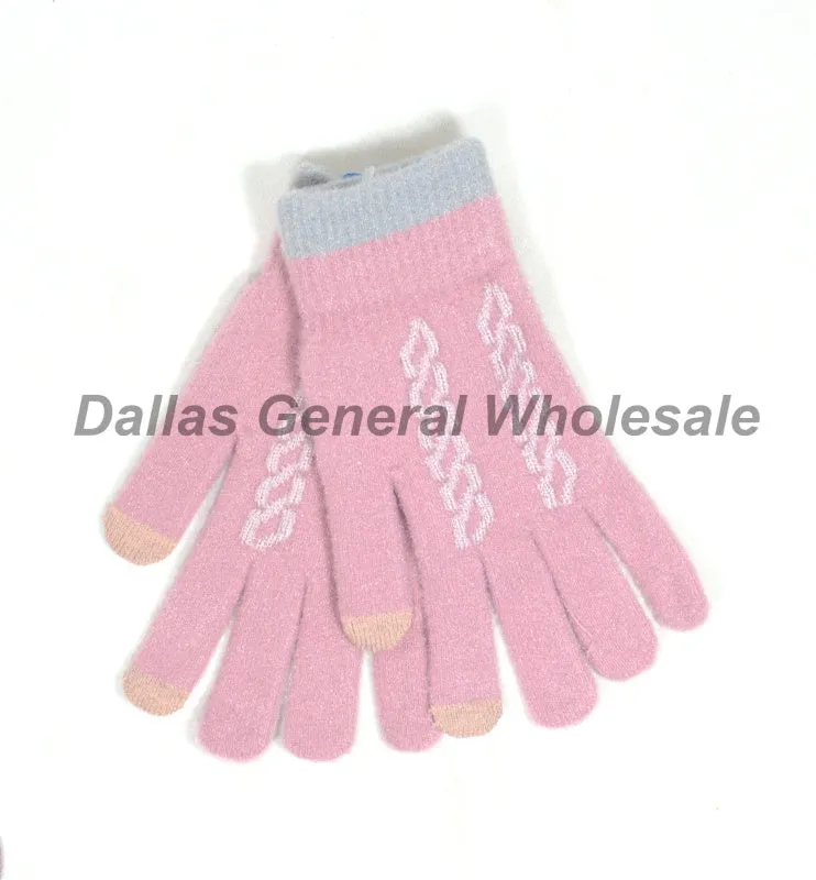 Ladies Cute Knitted Touch Gloves Wholesale