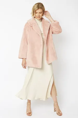 Light Pink Faux Fur Midi Coat