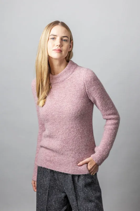 Links Stitch Mock Neck Sweater - Forget Me Not - Fisherman Out of Ireland