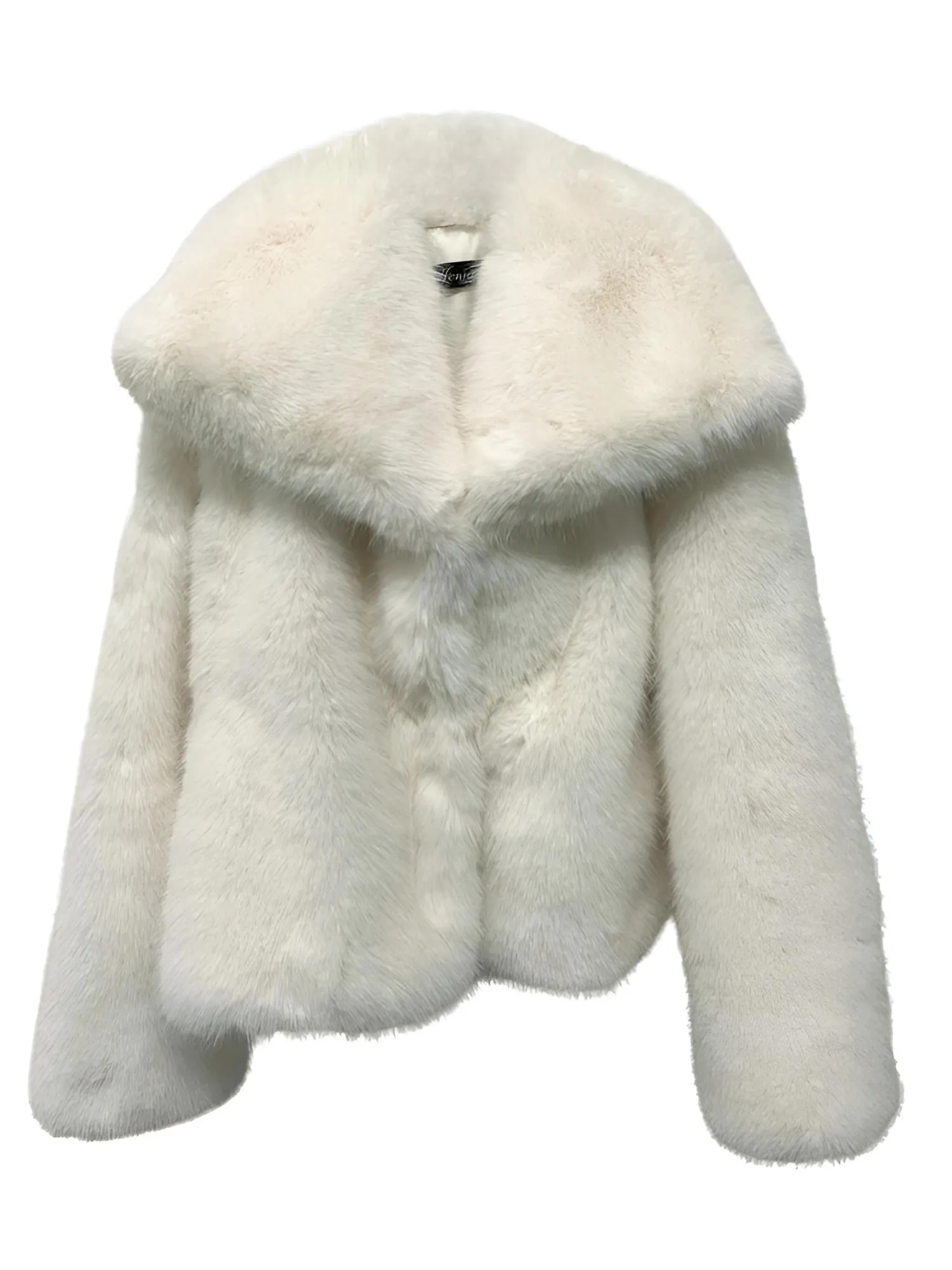 Luxe Faux Fur Crop Coat With Oversized Lapel