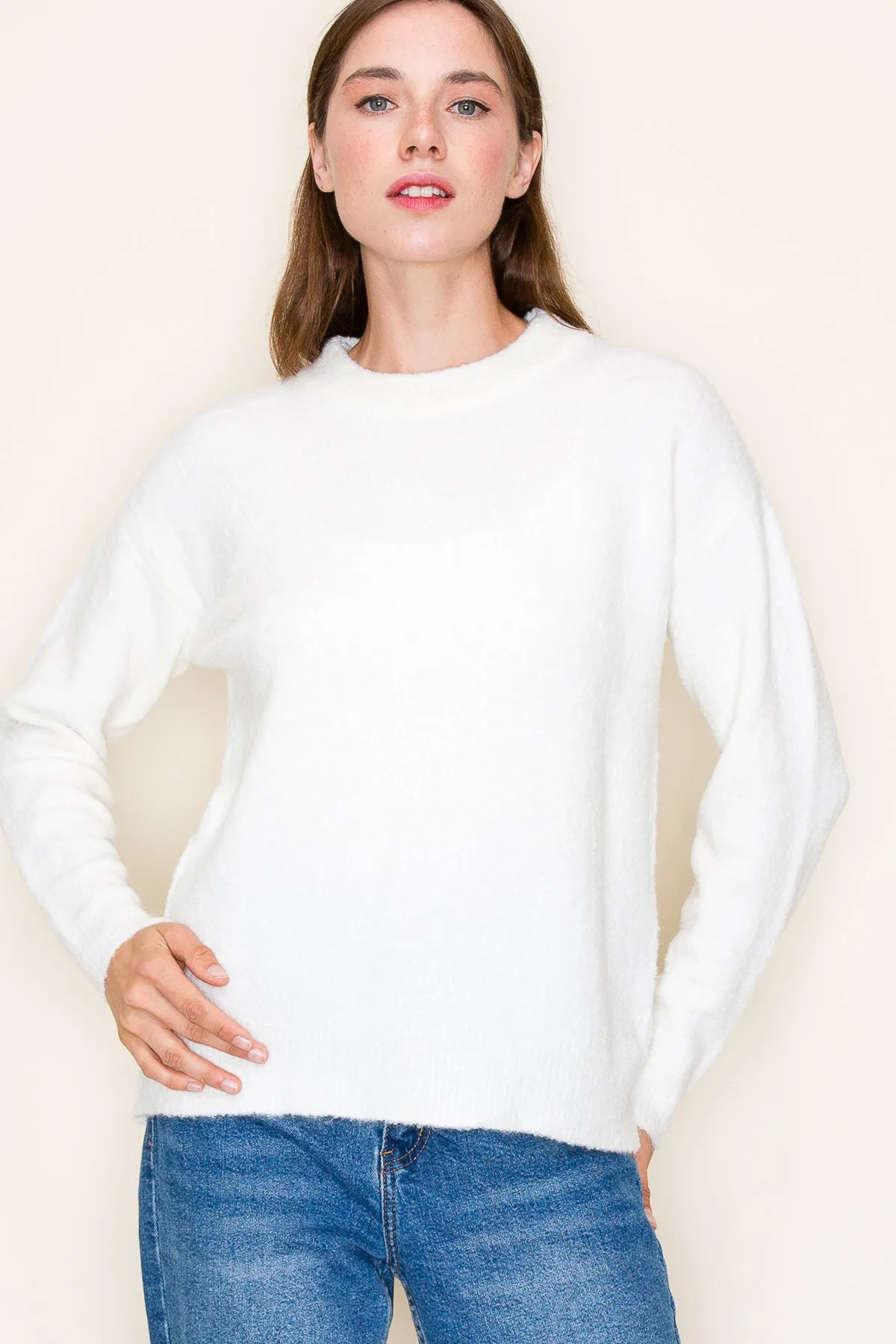 Marshmallow Basic Crew Neck Sweater