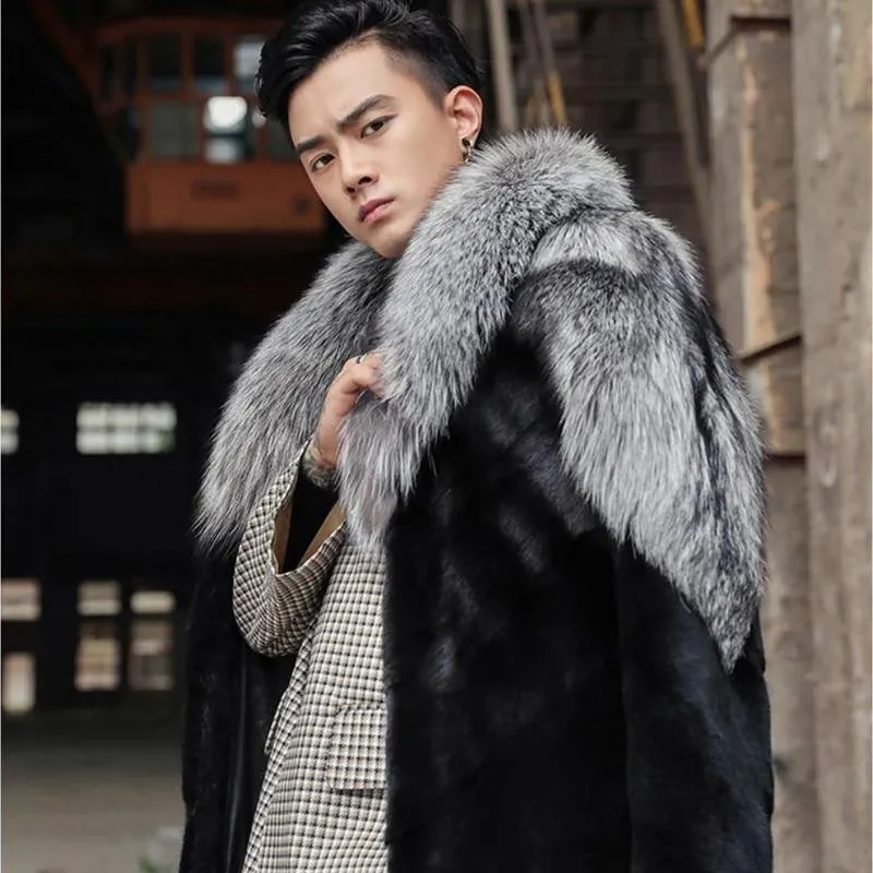 Men's Mink Long Faux Fur Winter Coat