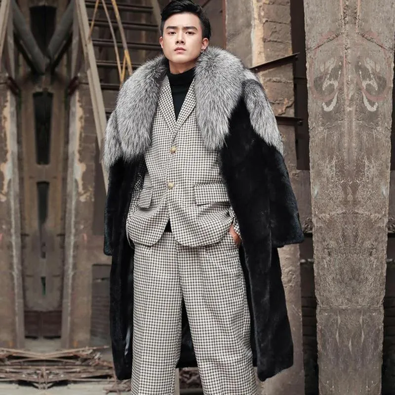 Men's Mink Long Faux Fur Winter Coat