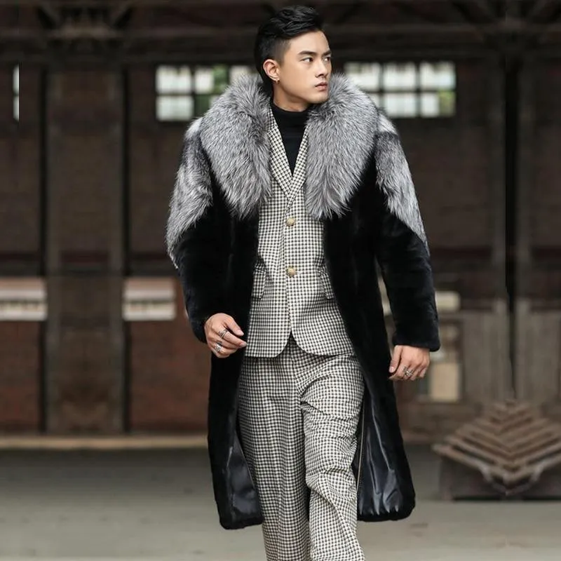 Men's Mink Long Faux Fur Winter Coat