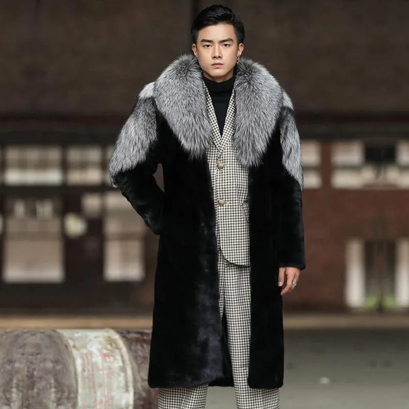 Men's Mink Long Faux Fur Winter Coat