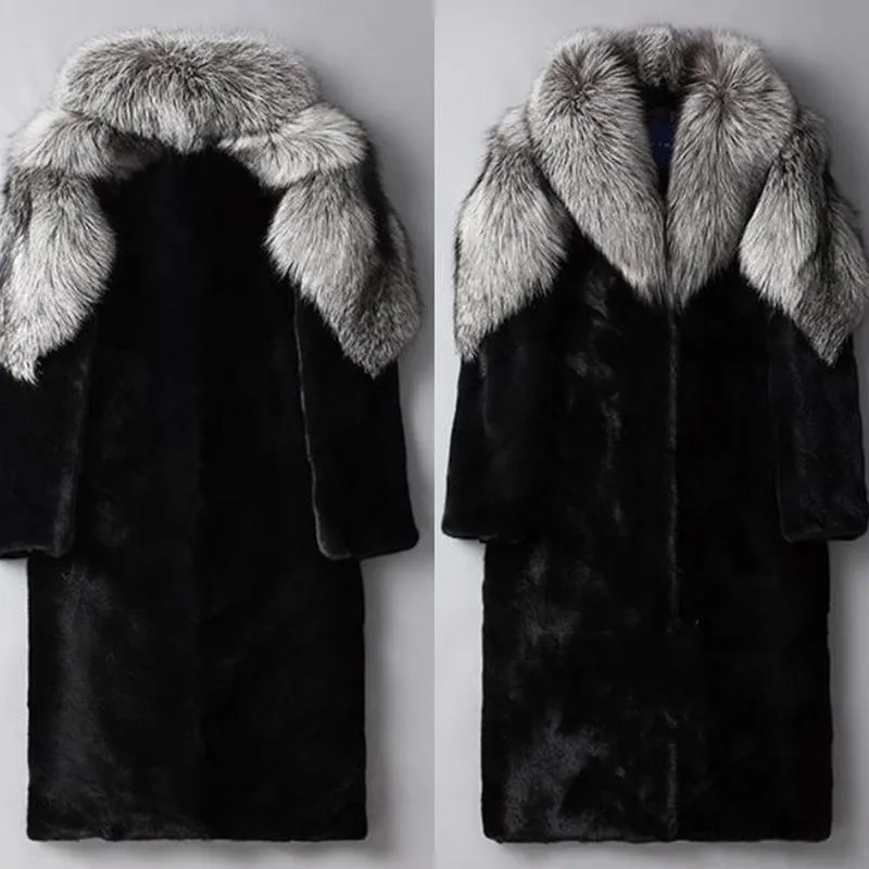 Men's Mink Long Faux Fur Winter Coat