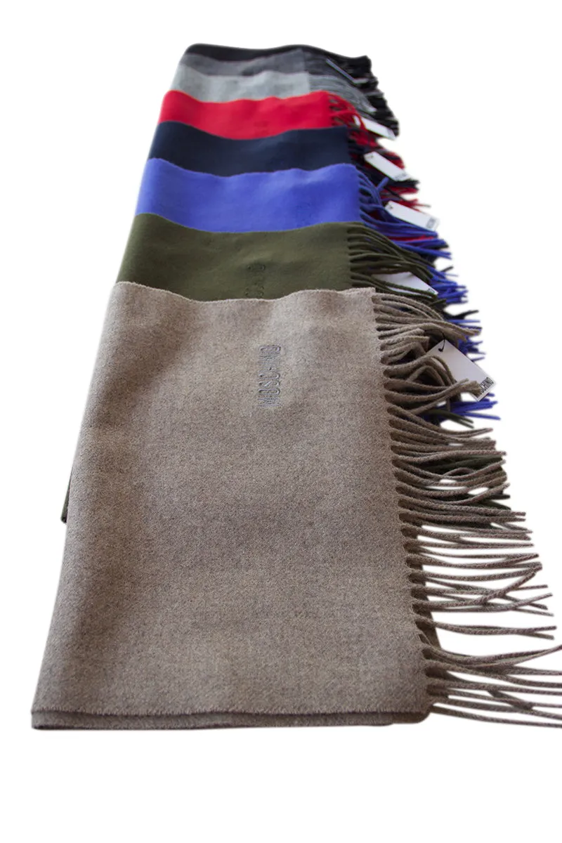 Merino wool scarf in beige melange from Moschino