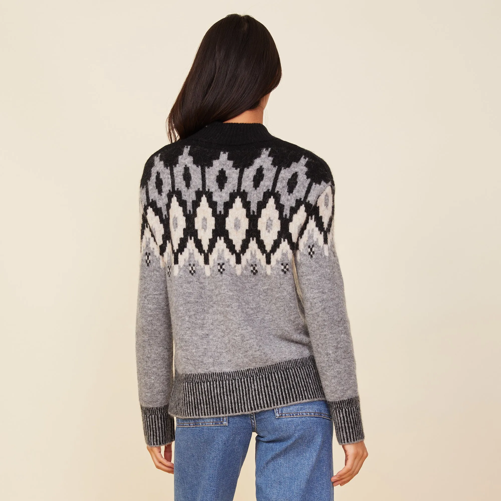 Mock Neck Fair Isle Sweater