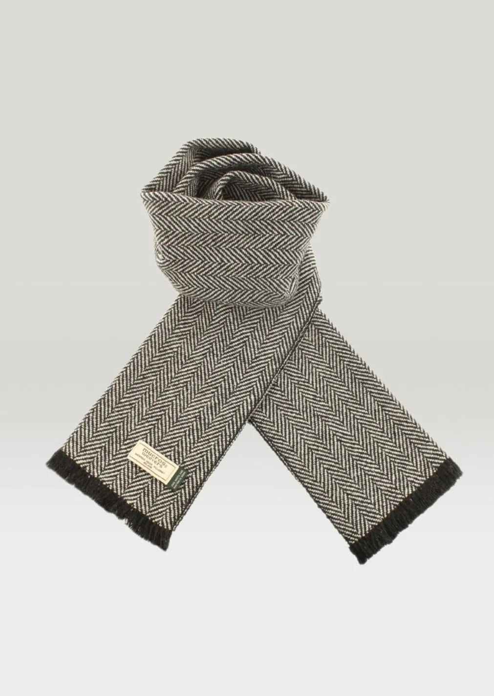 Mucros Donegal Scarf | Black Herringbone