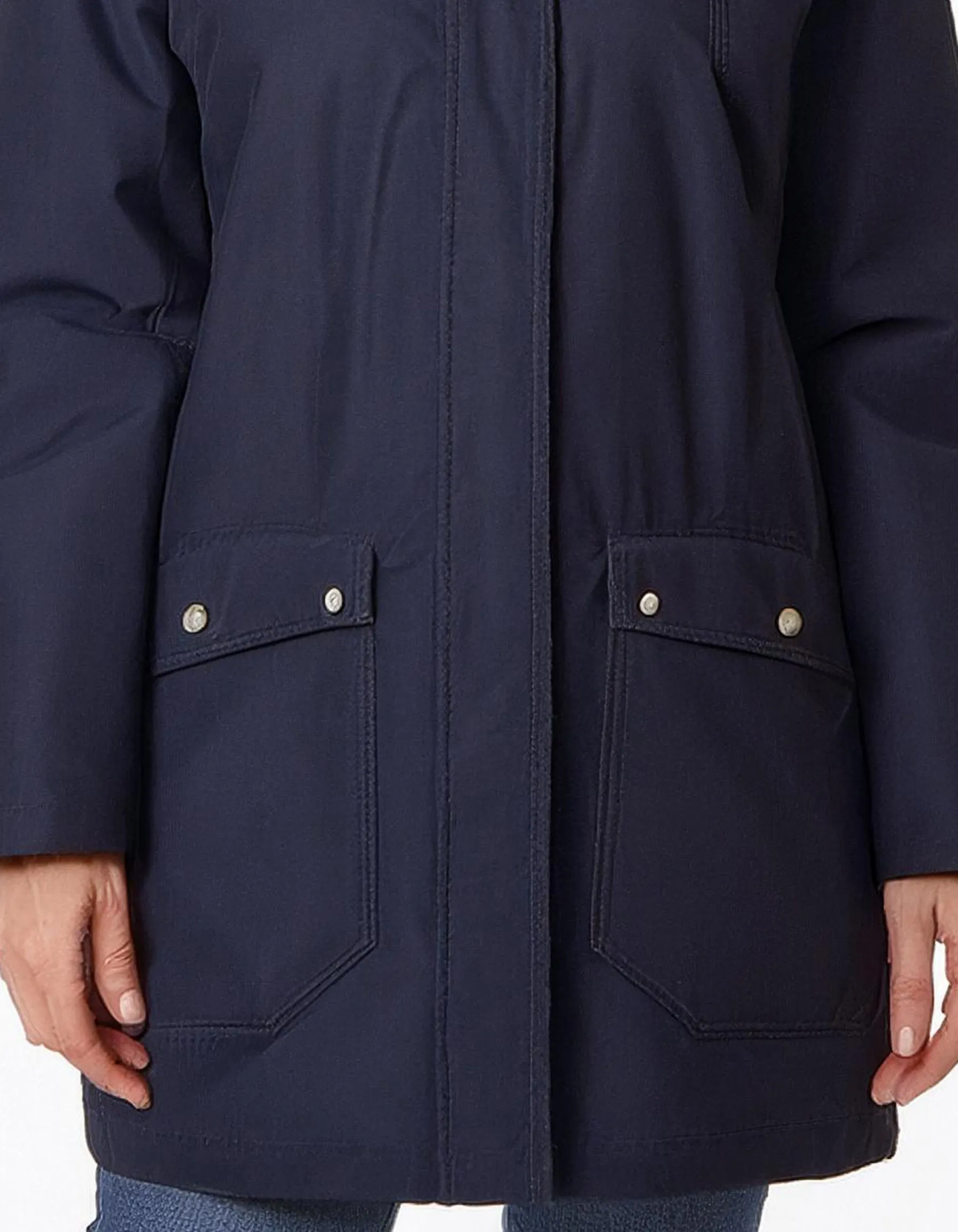 Navy Blue Hooded Parka Jacket with Drawstring