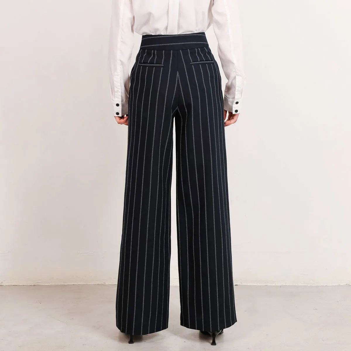 Paris Wide Leg Trousers Pinstripe